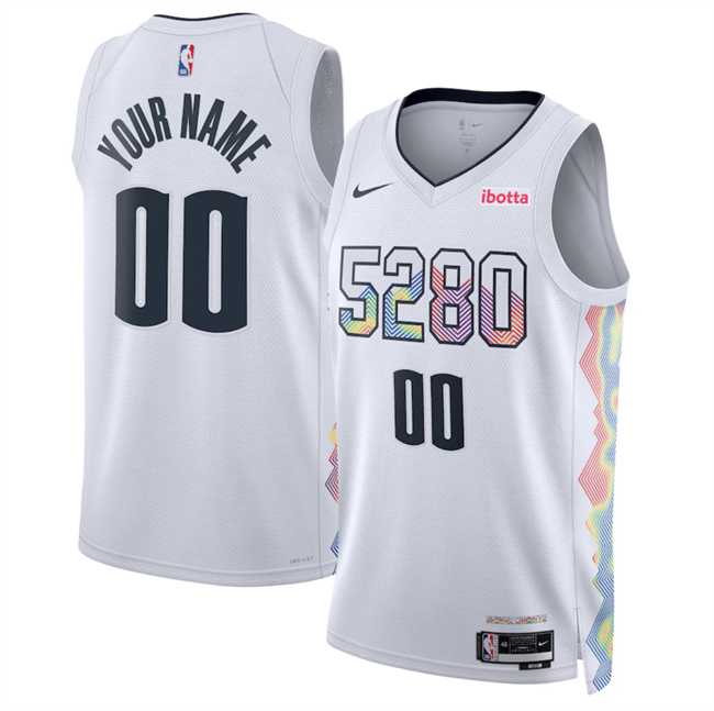 Mens Denver Nuggets Active Player Custom White 2024-25 City Edition Stitched Basketball Jersey->customized nba jersey->Custom Jersey